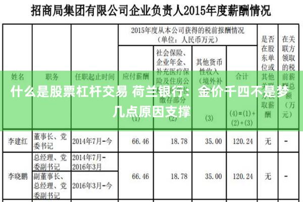 什么是股票杠杆交易 荷兰银行：金价千四不是梦 几点原因支撑